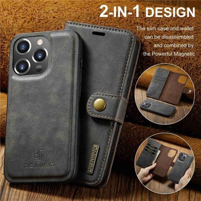 DG.MING - DG.MING iPhone 15 Pro Max Plånboksfodral Äkta Läder 2in1