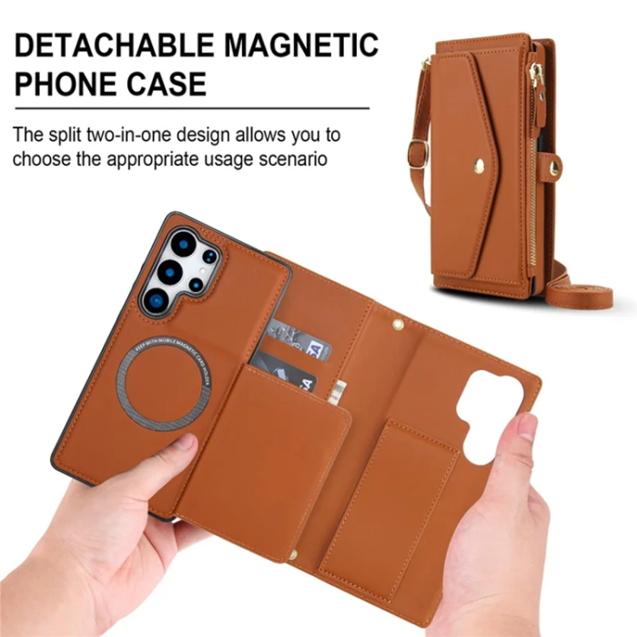 A-One Brand - Galaxy S25 Ultra Plånboksfodral MagSafe Detachable - Brun