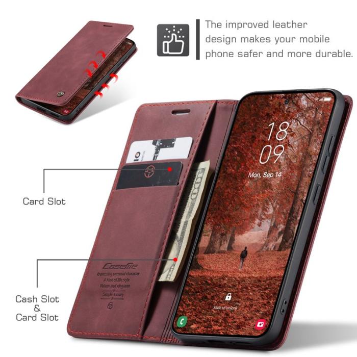 Caseme - CaseMe Plånboksfodral för Samsung Galaxy S26 Konstläder Ställ - Röd