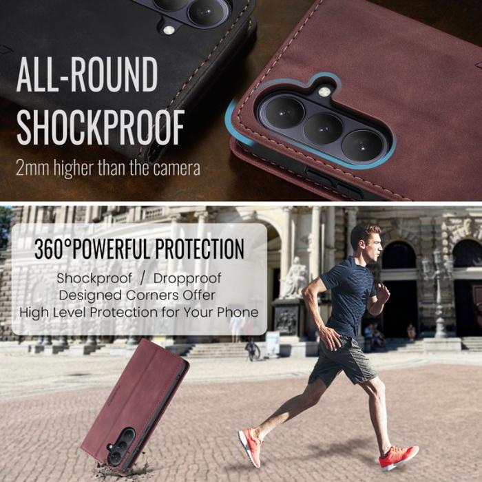 Caseme - CaseMe Plånboksfodral för Samsung Galaxy S26 Konstläder Ställ - Röd