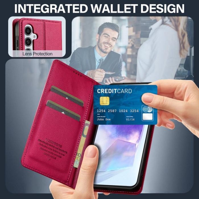 LC.imeeke - LC.IMEEKE Plånboksfodral för Samsung Galaxy S26 Konstläder Ställ - Röd