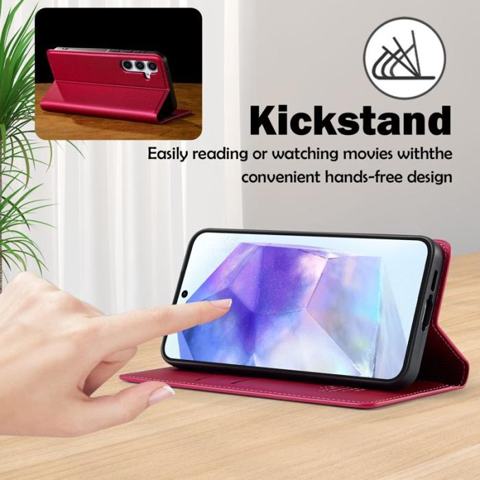 LC.imeeke - LC.IMEEKE Plånboksfodral för Samsung Galaxy S26 Konstläder Ställ - Röd