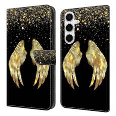 OEM - Pl&aring;nboksfodral f&ouml;r Samsung Galaxy S26 Konstl&auml;der med St&auml;ll - Guldvinge