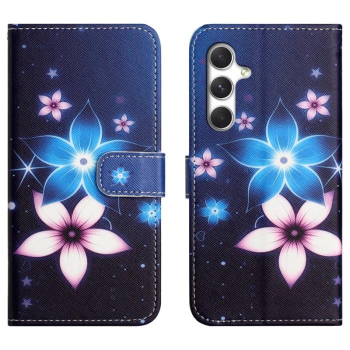 OEM - Plånboksfodral för Samsung Galaxy S26 Konstläder Mönster - Blå Blomma