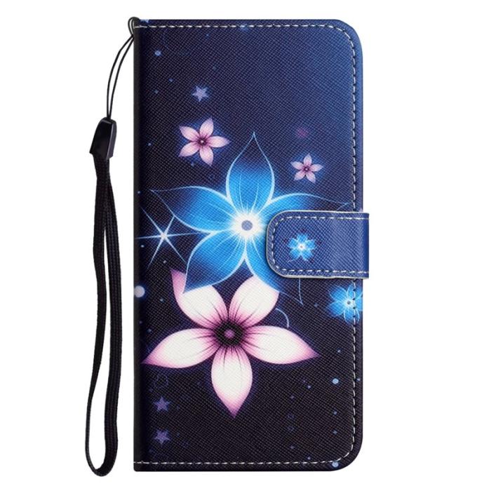OEM - Plånboksfodral för Samsung Galaxy S26 Konstläder Mönster - Blå Blomma
