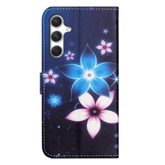 OEM - Plånboksfodral för Samsung Galaxy S26 Konstläder Mönster - Blå Blomma