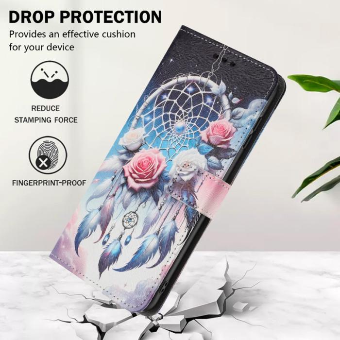 OEM - Plånboksfodral för Samsung Galaxy S26 Konstläder Mönster - Blomvindspel