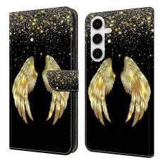 OEM - Pl&aring;nboksfodral f&ouml;r Samsung Galaxy S26 Konstl&auml;der med St&auml;ll - Guldvinge