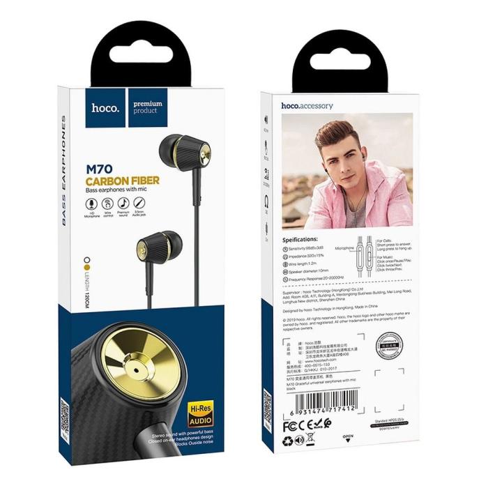 Hoco - HOCO hörlurar Graceful universal med mikrofon M70 svart