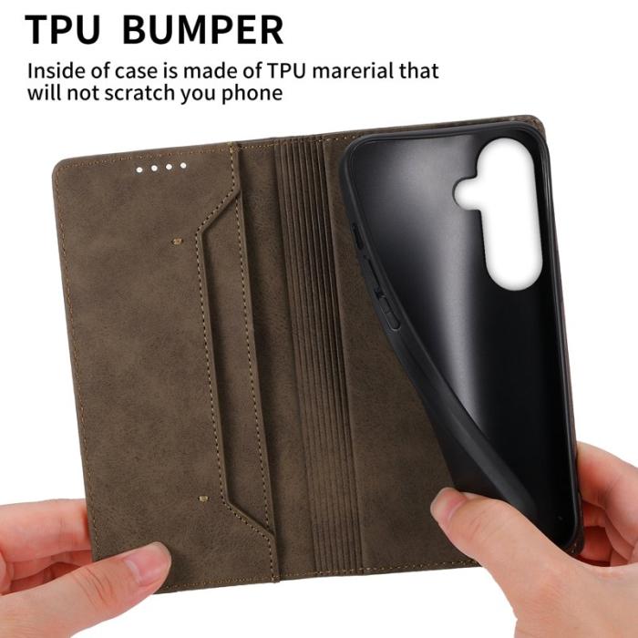 OEM - Plånboksfodral för Samsung Galaxy S26 RFID Blocking Konstläder - Brun