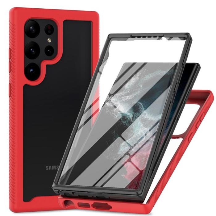 OEM - Mobilskal för Samsung Galaxy S26 Ultra Transparent PC + TPU - Röd