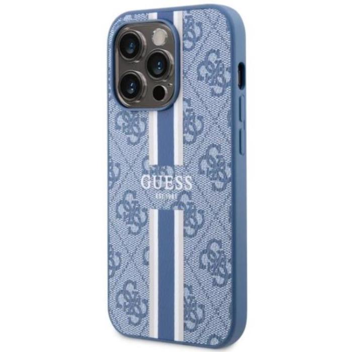 Guess - Guess iPhone 14 Pro Mobilskal MagSafe Printed Stripes - Blå