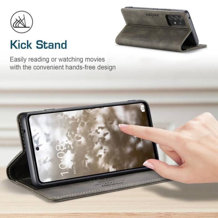 AUTSPACE - AUTSPACE A01 Series Samsung Galaxy A53 5G Plånboksfodral Konstläder - Brun