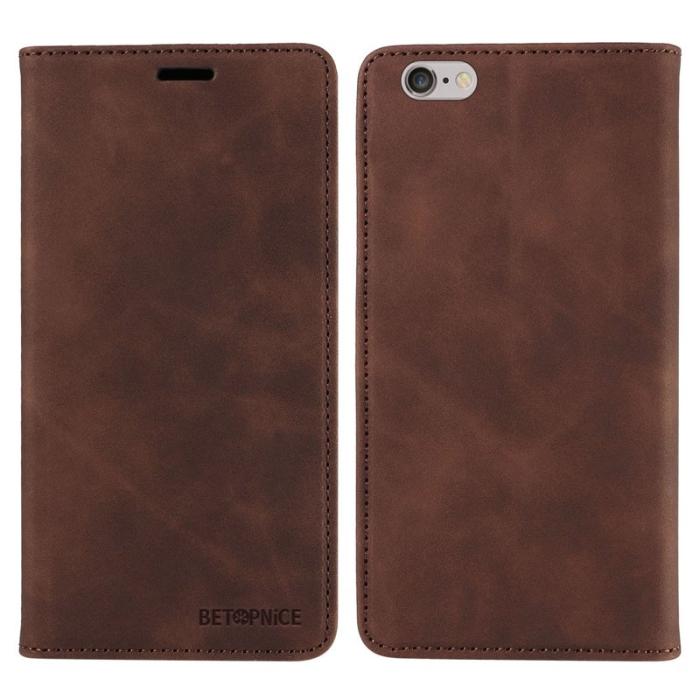 BETOPNICE - BETOPNICE 003 iPhone 6 Plus/7 Plus/8 Plus Plånboksfodral TPU+PU - Brun