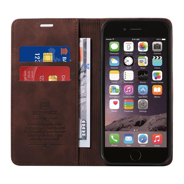 BETOPNICE - BETOPNICE 003 iPhone 6 Plus/7 Plus/8 Plus Plånboksfodral TPU+PU - Brun