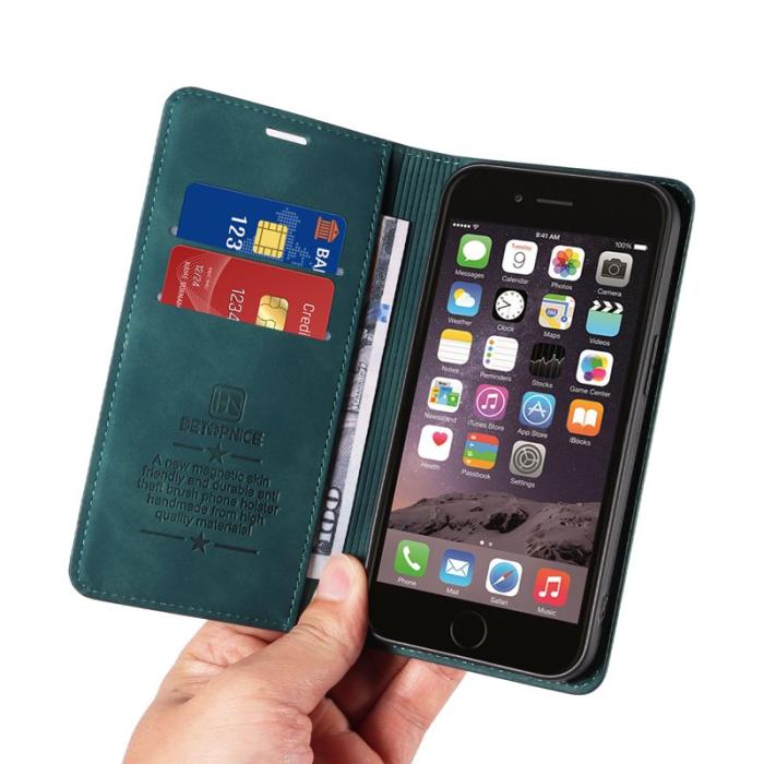 BETOPNICE - BETOPNICE 003 iPhone 6 Plus/7 Plus/8 Plus Plånboksfodral TPU+PU - Grön