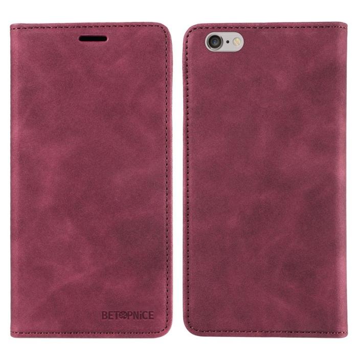BETOPNICE - BETOPNICE 003 iPhone 6 Plus/7 Plus/8 Plus Konstläder Plånboksfodral TPU+PU - Röd