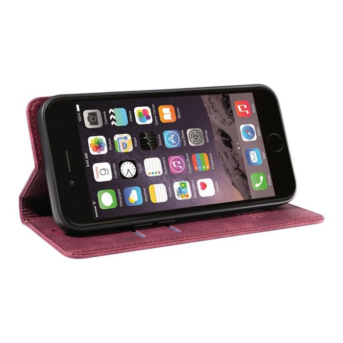 BETOPNICE - BETOPNICE 003 iPhone 6 Plus/7 Plus/8 Plus Konstläder Plånboksfodral TPU+PU - Röd