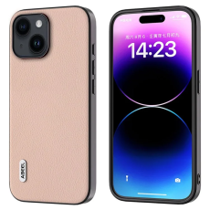 ABEEL - ABEEL iPhone 15 Mobilskal Äkta Läder Litchi - Rosa
