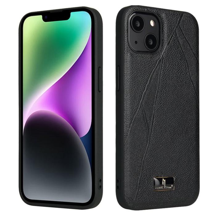 FIERRE SHANN - FIERRE SHANN för iPhone 14 Plus Fodral KonstLäder - Randig Litchi