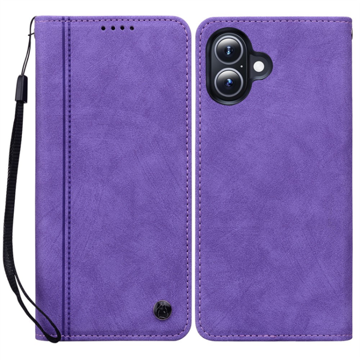 A-One Brand - iPhone 17 Plånboksfodral med Rem Lines Pattern - Lila