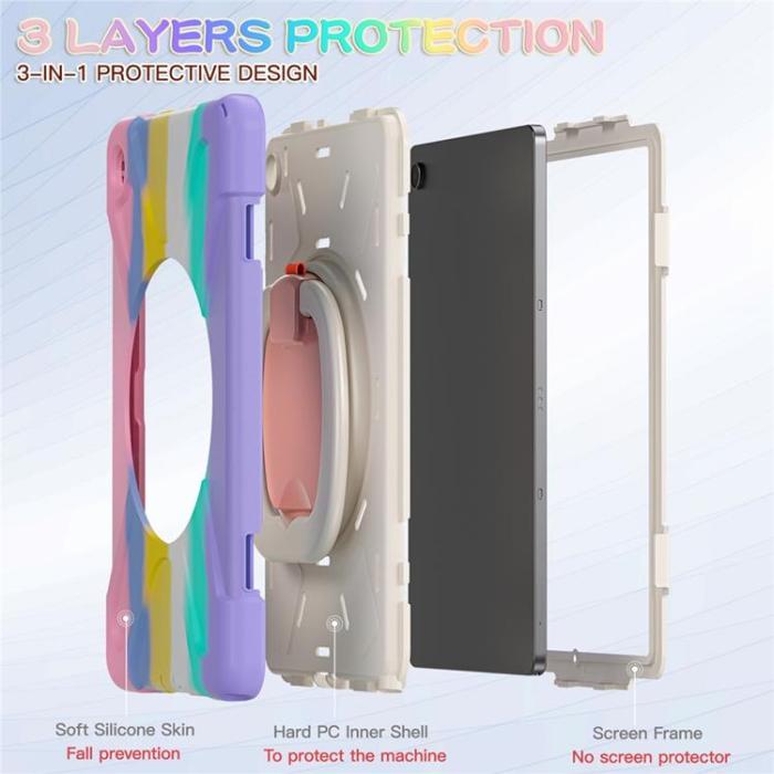 A-One Brand - Galaxy Tab A9 Plus Skal Kickstand Handle Grip - Färgglad Rosa