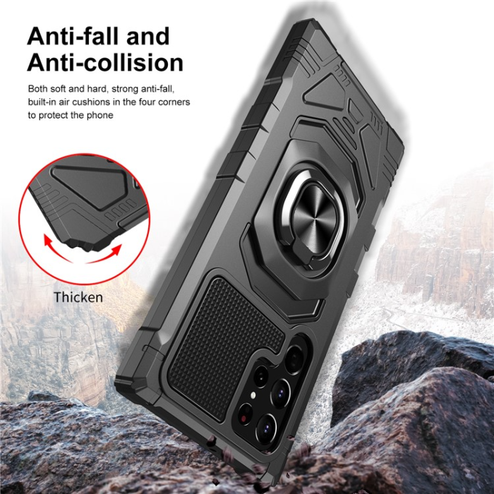 OEM - Galaxy S23 Ultra Skal Ringhållare Kickstand Anti-Fall - Svart