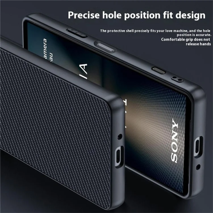 A-One Brand - Sony Xperia 1 VII Mobilskal Läder Carbon Fiber - Svart