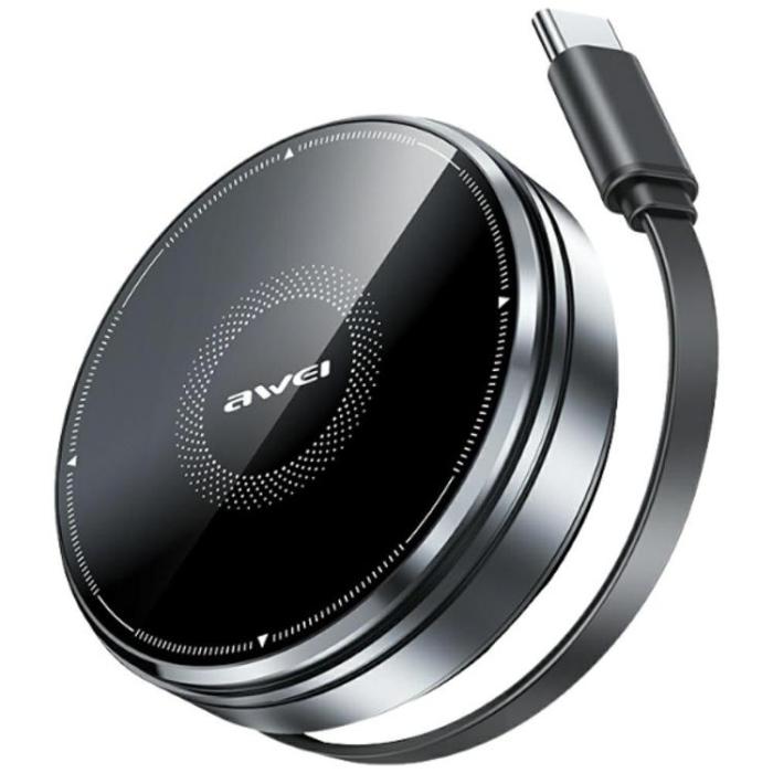 Awei - Awei Qi Trådlös Laddare 15W med USB-C Kabel W27 - Svart