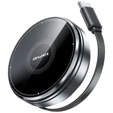 Awei - Awei Qi Trådlös Laddare 15W med USB-C Kabel W27 - Svart