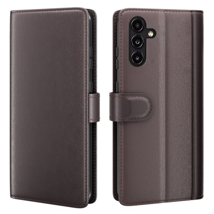 A-One Brand - Galaxy A14 5G/4G Plånboksfodral Äkta Läder Folio Flip - Brun