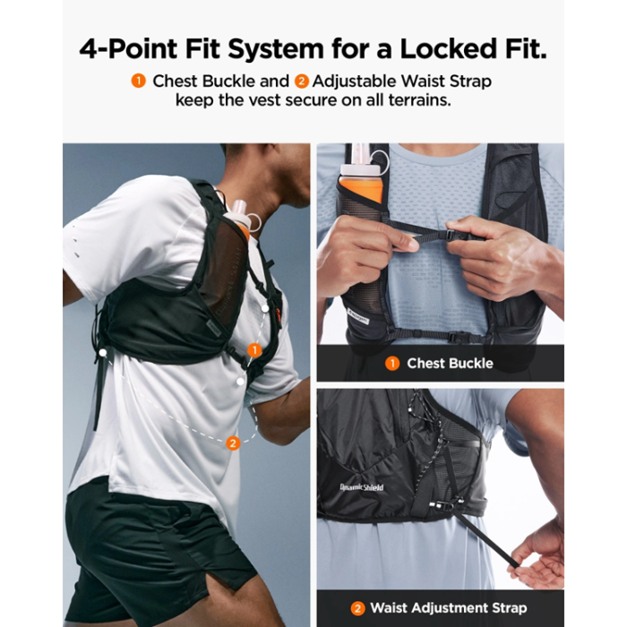 Spigen - Spigen A721 Dynamic Shield Löparväst (L-XL) + Mjuk Kolv Svart