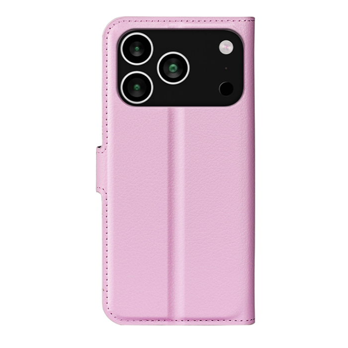 A-One Brand - iPhone 17 Pro Max Plånboksfodral Litchi Texture läder - Rosa