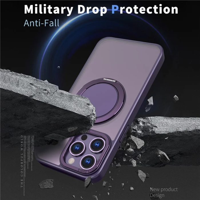 OEM - iPhone 16 Pro Mobilskal MagSafe Ring Rotating - Lila