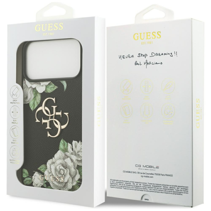 Guess - Guess iPhone 17 Pro Mobilskal Grained Roses - Svart
