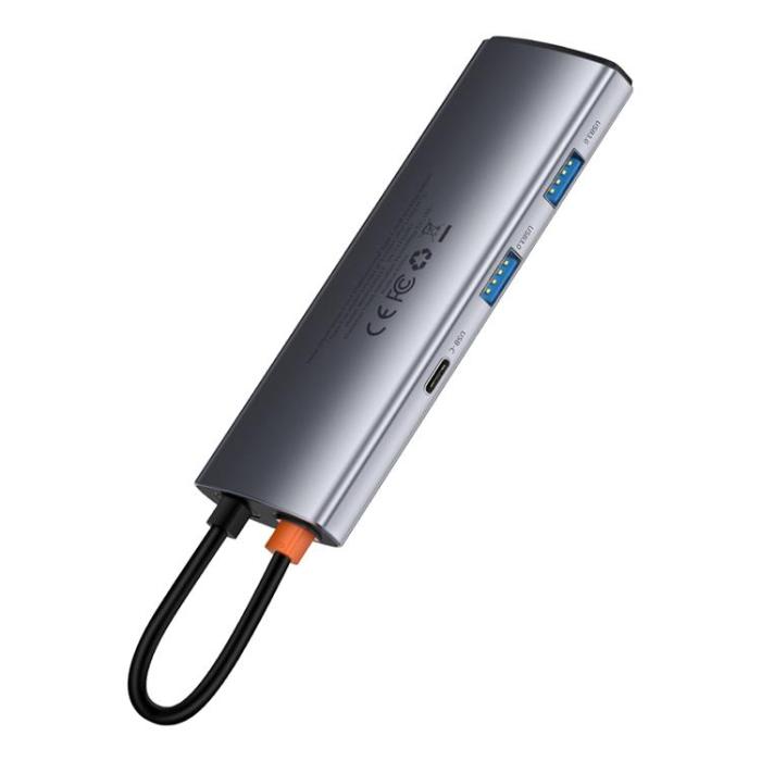 BASEUS - Baseus Hub 7in1 Metal Gleam - Grå