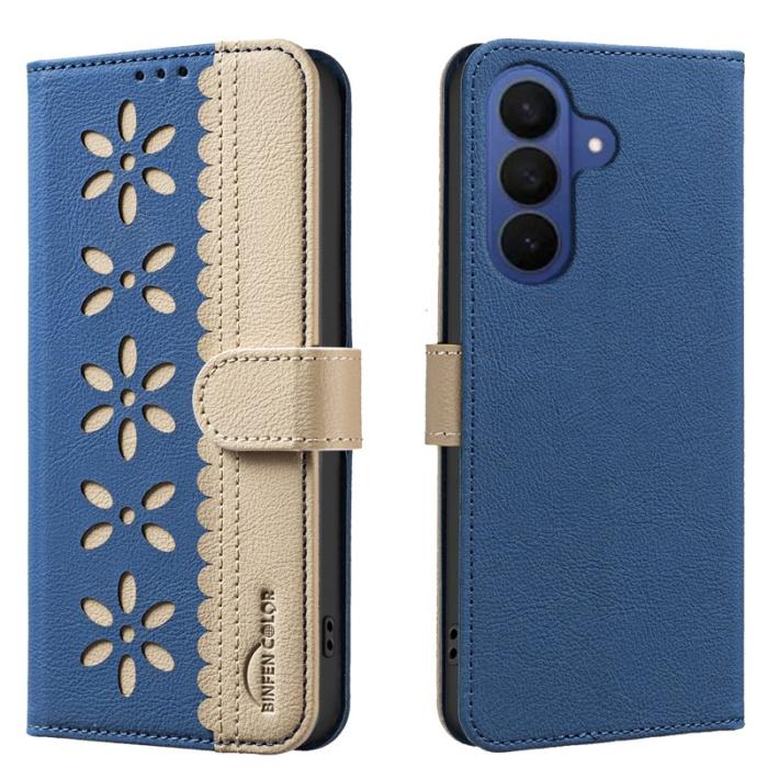 BINFEN COLOR - BINFEN Samsung Galaxy S26 Plus Fodral Äkta Läder RFID Skydd - Mörkblå