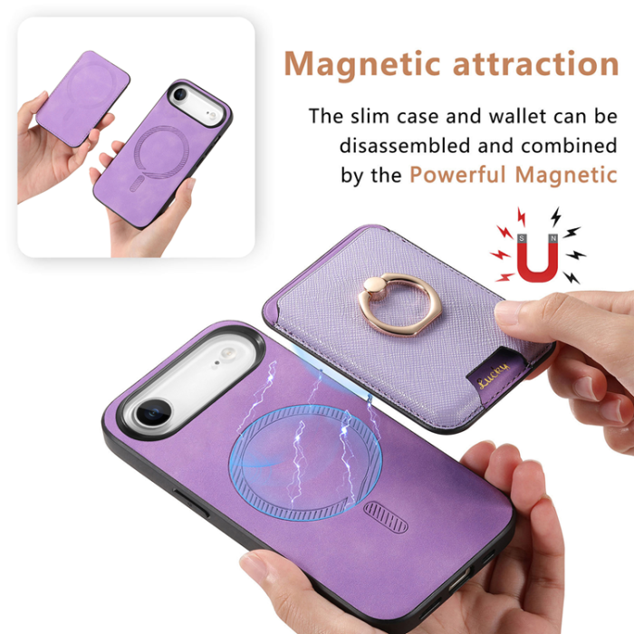 A-One Brand - iPhone 17 Air Mobilskal MagSafe Korthållare Kickstand - Lila