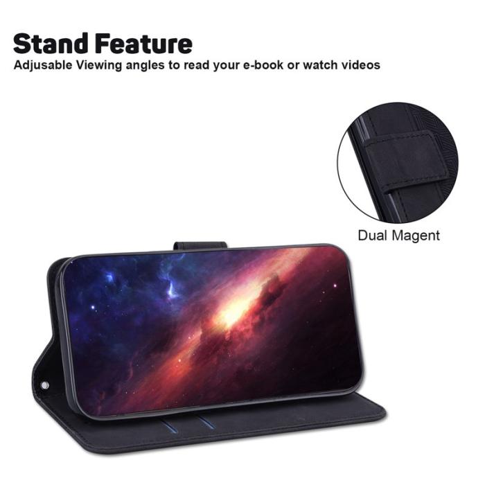 OEM - Samsung Galaxy S26 / S26 Pro Fodral Geometriskt Mönster Äkta Läder - Svart