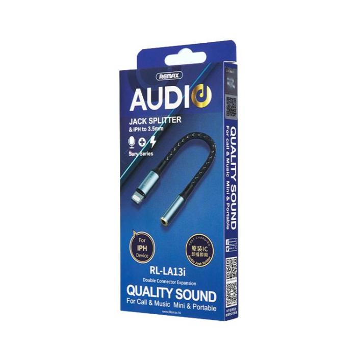 Remax - REMAX Sury adapter Lightning Mini Jack 3.5mm 0.13m - Grafit
