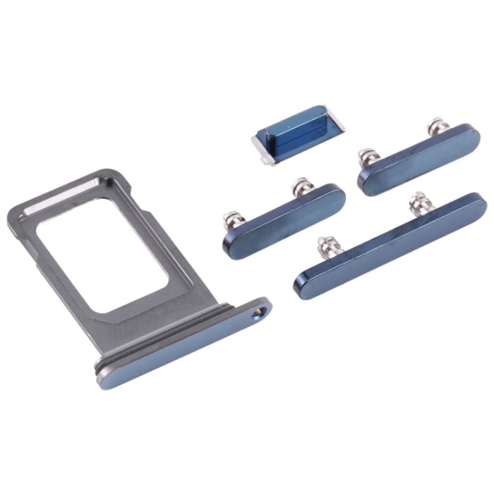 SpareParts - iPhone 12 Pro Simkortshållare (Dual) + Sidoknappar - Blå
