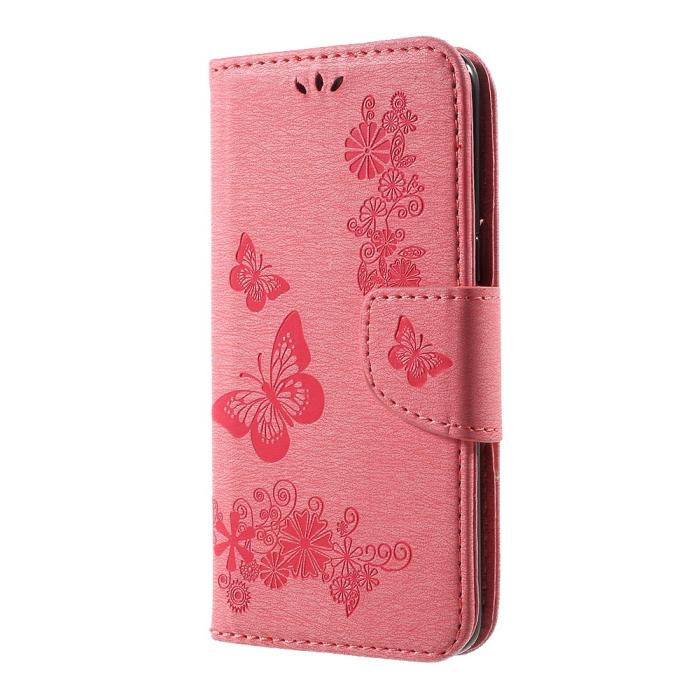 UTGATT5 - Plånboksfodral till Samsung Galaxy S8 - Rosa Fjäril