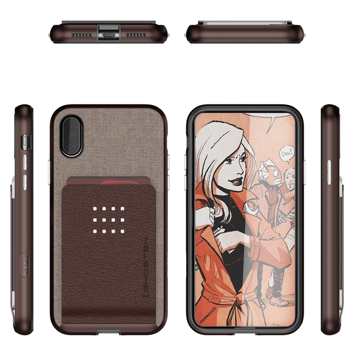 UTGATT4 - Ghostek Pro Wallet Card Skal till Apple iPhone XS / X - Brun
