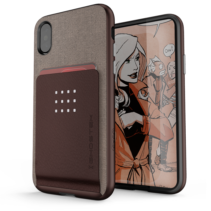 UTGATT4 - Ghostek Pro Wallet Card Skal till Apple iPhone XS / X - Brun