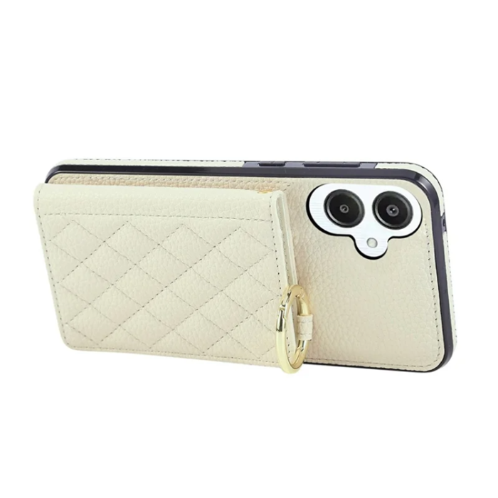 A-One Brand - Galaxy A06 4G / 5G Mobilskal Korthållare Kickstand Rhombus - Beige