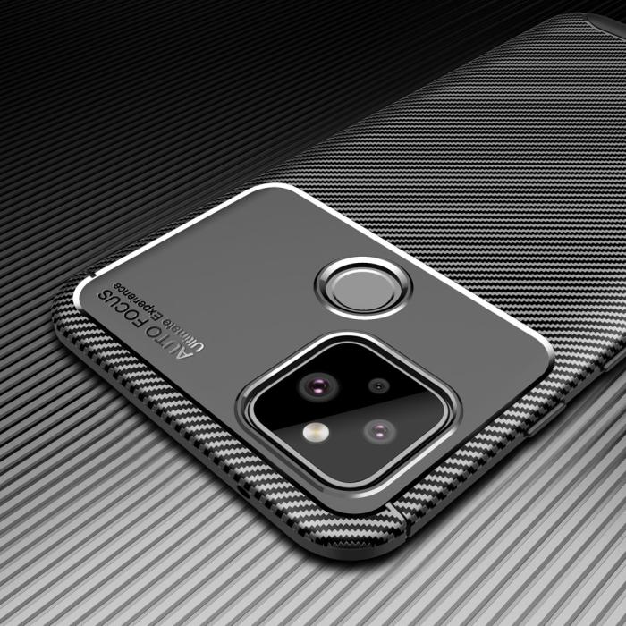 A-One Brand - Carbon Fiber Mobilskal Google Pixel 5 - Svart