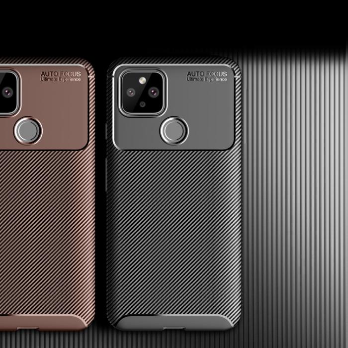 A-One Brand - Carbon Fiber Mobilskal Google Pixel 5 - Svart