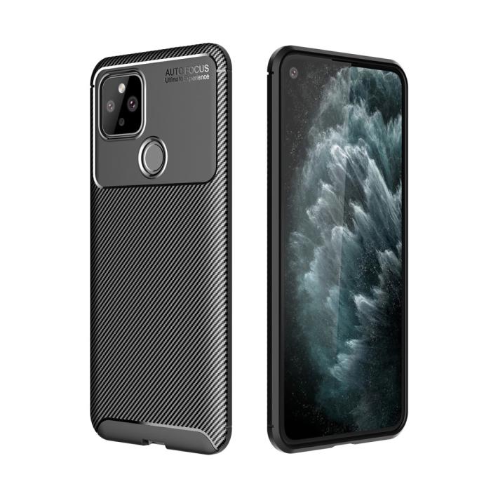 A-One Brand - Carbon Fiber Mobilskal Google Pixel 5 - Svart