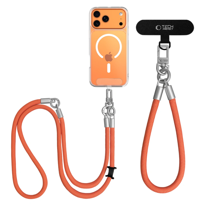 Tech-Protect - Tech-Protect Mobilrem Crossbody Och Wrist C10S - Orange/Titanium