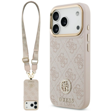 Guess - Guess iPhone 17 Pro Mobilskal Magsafe Strass Logo Crossbody - Rosa